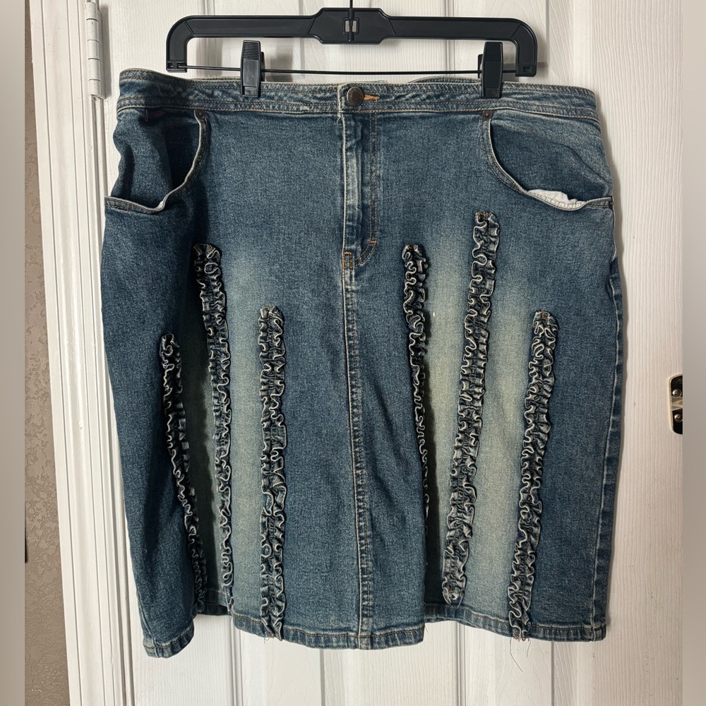 U.S. Polo Assn Distressed Denim Skirt Size 20 Stretch Jean Skirt